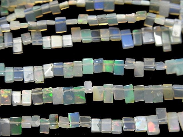 [Video] Ethiopian Opal AA+ Rectangle Top Side Drilled Hole half or 1strand beads (aprx.15inch/38cm)