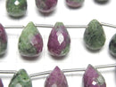 [Video]Ruby Inzoisite Drop Faceted Briolette half or 1strand (14pcs)