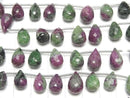 [Video]Ruby Inzoisite Drop Faceted Briolette half or 1strand (14pcs)
