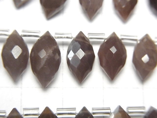 [Video]High Quality Chocolate Moonstone AAA- Marquise Rice Faceted Briolette half or 1strand (18pcs)