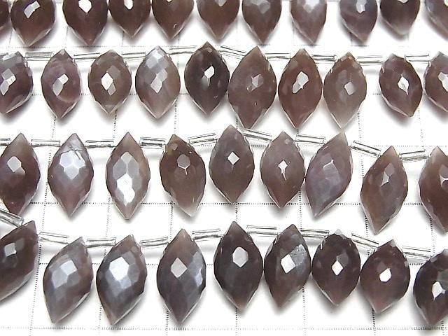 [Video]High Quality Chocolate Moonstone AAA- Marquise Rice Faceted Briolette half or 1strand (22pcs)