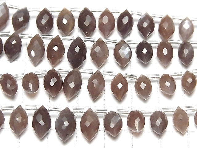 [Video]High Quality Chocolate Moonstone AAA- Marquise Rice Faceted Briolette half or 1strand (18pcs)