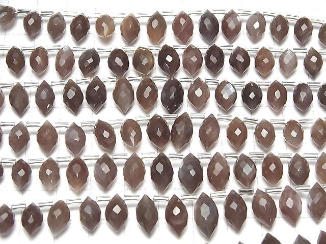 [Video]High Quality Chocolate Moonstone AAA- Marquise Rice Faceted Briolette half or 1strand (18pcs)