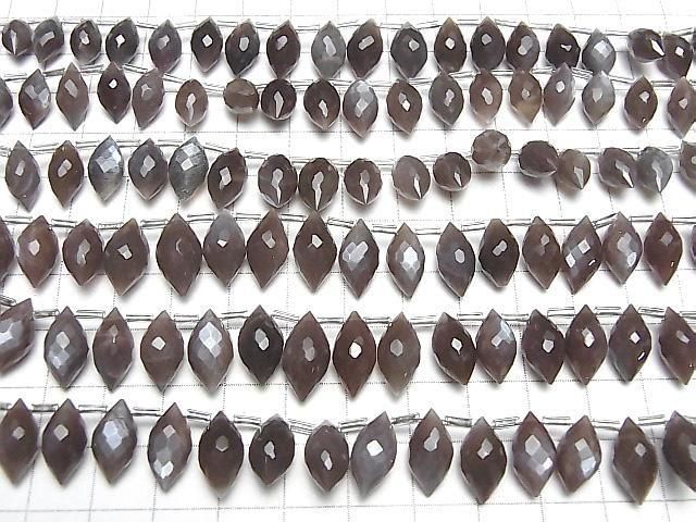 [Video]High Quality Chocolate Moonstone AAA- Marquise Rice Faceted Briolette half or 1strand (22pcs)