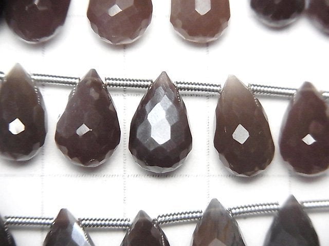 [Video]High Quality Chocolate Moonstone AAA- Drop Faceted Briolette half or 1strand (20pcs)