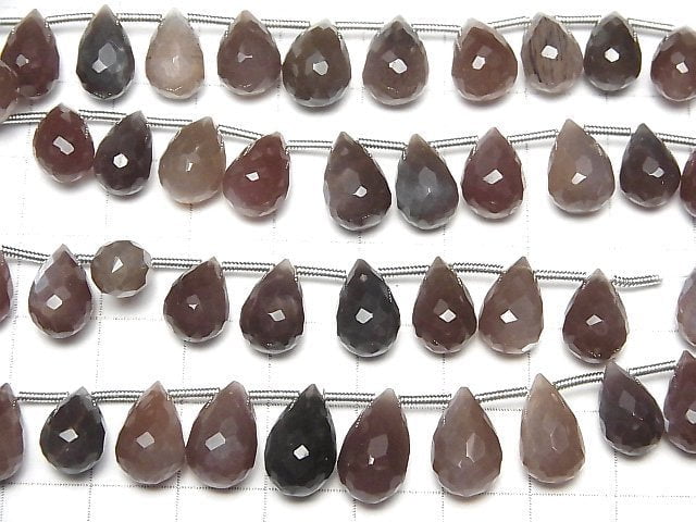 [Video]High Quality Chocolate Moonstone AAA- Drop Faceted Briolette half or 1strand (20pcs)