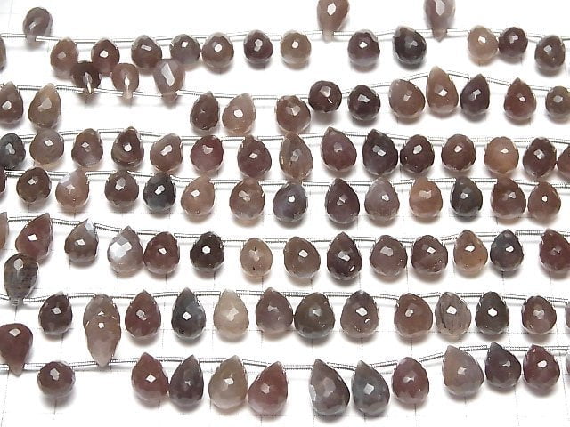 [Video]High Quality Chocolate Moonstone AAA- Drop Faceted Briolette half or 1strand (20pcs)