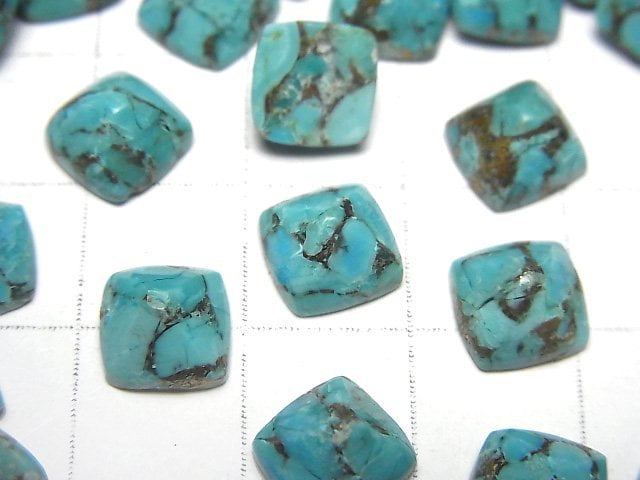 [Video] Blue Copper Turquoise AAA Sugarloaf Cut 8x8mm 3pcs