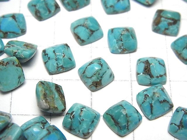 [Video] Blue Copper Turquoise AAA Sugarloaf Cut 8x8mm 3pcs