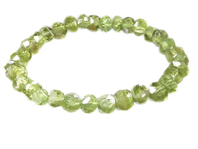 [Video][One of a kind] High Quality Peridot AAA- Faceted Nugget Bracelet NO.16