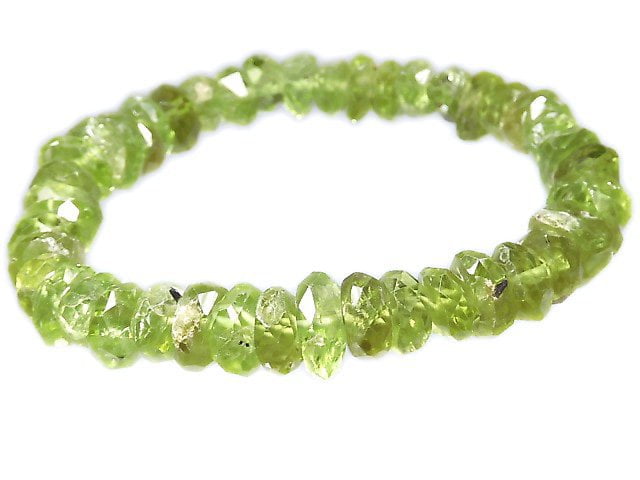 [Video][One of a kind] High Quality Peridot AAA- Faceted Nugget Bracelet NO.29