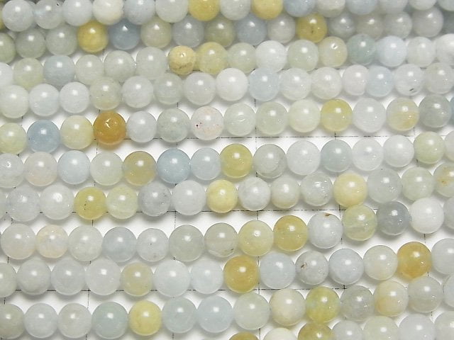 [Video] Multi color Aquamarine AA Round 4mm 1strand beads (aprx.15inch/37cm)