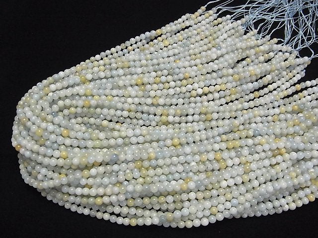 [Video] Multi color Aquamarine AA Round 4mm 1strand beads (aprx.15inch/37cm)