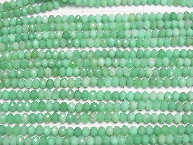 [Video]High Quality! Chrysoprase AA++ Faceted Button Rondelle 4x4x3mm half or 1strand beads (aprx.15inch/37cm)