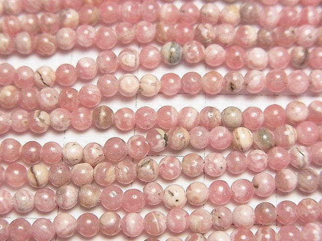 [Video] Argentina Rhodochrosite AA Round 3.5mm 1strand beads (aprx.15inch/36cm)