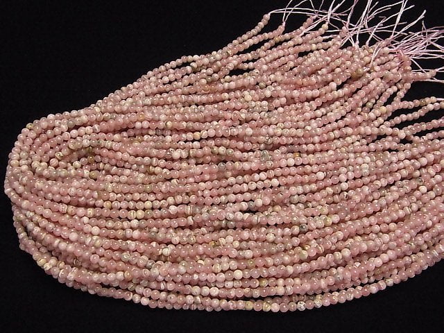 [Video] Argentina Rhodochrosite AA Round 3.5mm 1strand beads (aprx.15inch/36cm)