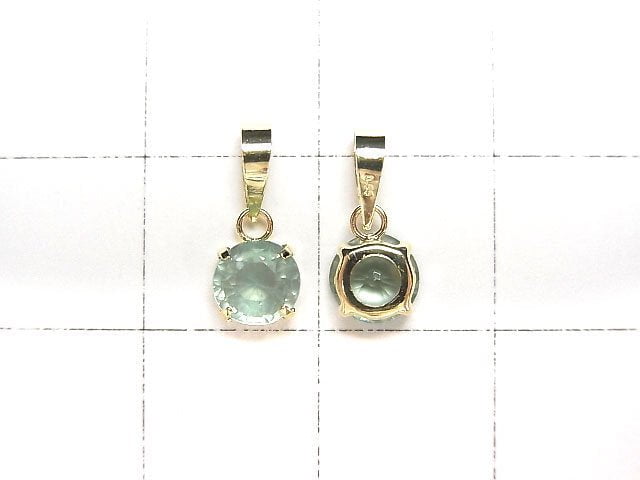 [Video] [Japan] High Quality Green Kyanite AAA Round Faceted 5x5mm Pendant [18K Yellow Gold] 1pc