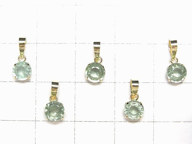 [Video] [Japan] High Quality Green Kyanite AAA Round Faceted 5x5mm Pendant [18K Yellow Gold] 1pc