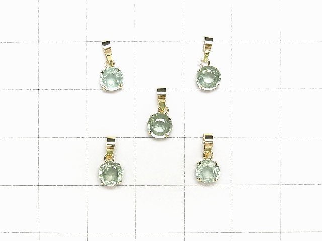 [Video] [Japan] High Quality Green Kyanite AAA Round Faceted 5x5mm Pendant [18K Yellow Gold] 1pc