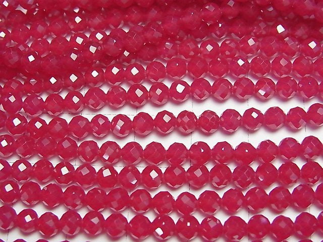 [Video] High Quality! Synthetic Ruby AAA Faceted Round 4mm 1strand beads (aprx.15inch/37cm)
