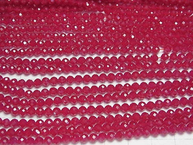 [Video] High Quality! Synthetic Ruby AAA Faceted Round 4mm 1strand beads (aprx.15inch/37cm)