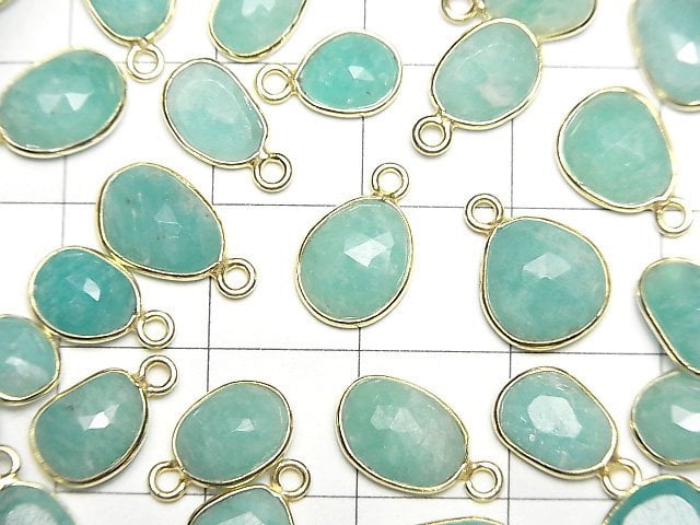 [Video]Amazonite AA++ Bezel Setting Free Form Rose Cut [One Side] 18KGP 3pcs