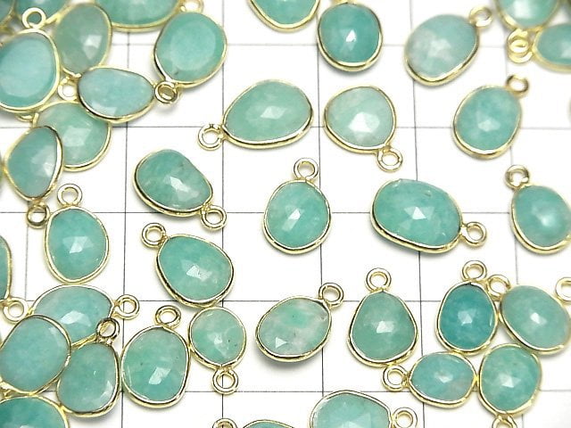 [Video]Amazonite AA++ Bezel Setting Free Form Rose Cut [One Side] 18KGP 3pcs