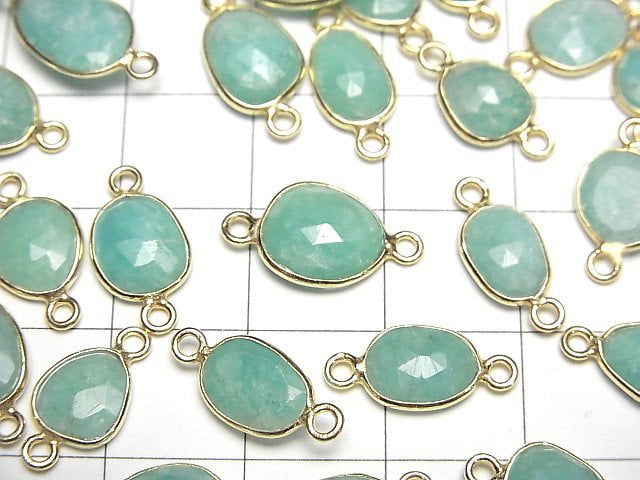 [Video]Amazonite AA++ Bezel Setting Free Form Rose Cut [Both Side] 18KGP 3pcs