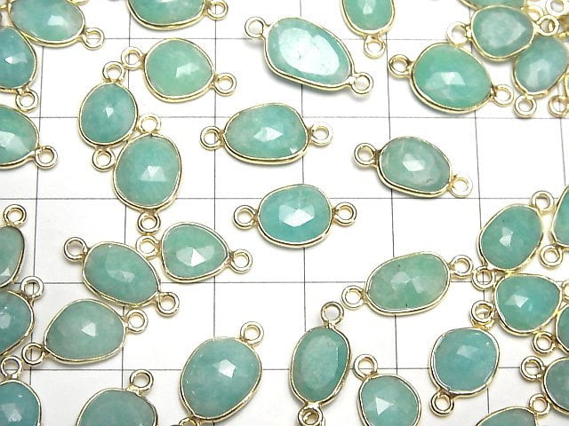 [Video]Amazonite AA++ Bezel Setting Free Form Rose Cut [Both Side] 18KGP 3pcs