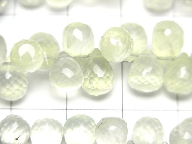 [Video]High Quality Prehnite AAA- Drop Faceted Briolette half or 1strand beads (aprx.7inch/18cm)