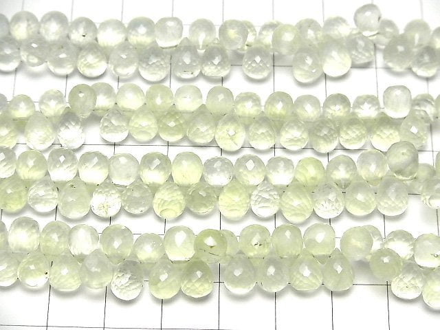 [Video]High Quality Prehnite AAA- Drop Faceted Briolette half or 1strand beads (aprx.7inch/18cm)