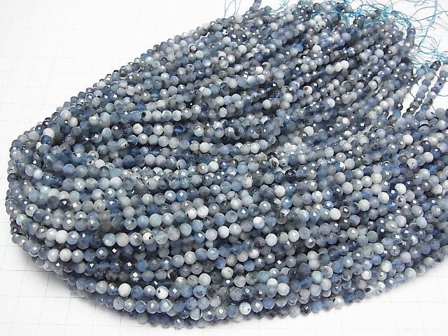 [Video] High Quality! Deep Blue Aquamarine AA+ Faceted Round 4.5mm 1strand beads (aprx.15inch/37cm)