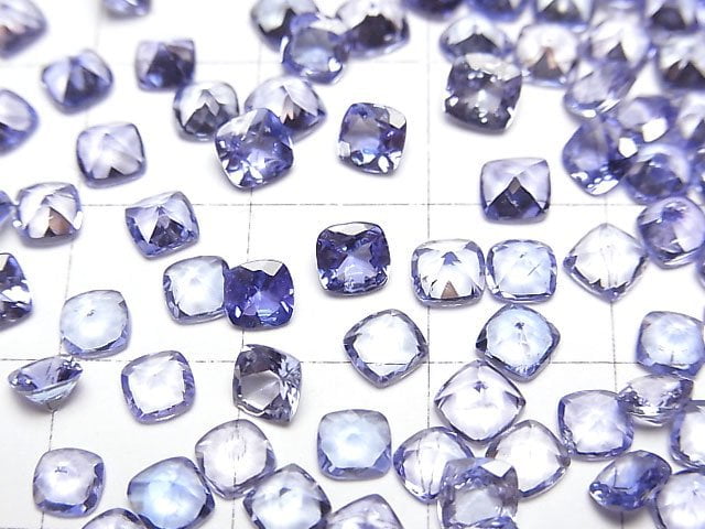 [Video]High Quality Tanzanite AAA- Loose stone Square Faceted 4x4mm 2pcs