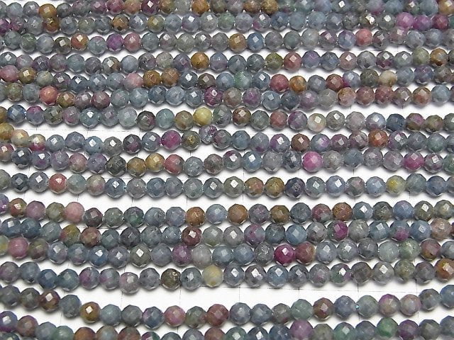 [Video] High Quality! Ruby Sapphire in Kyanite Faceted Round 4mm 1strand beads (aprx.15inch/37cm)