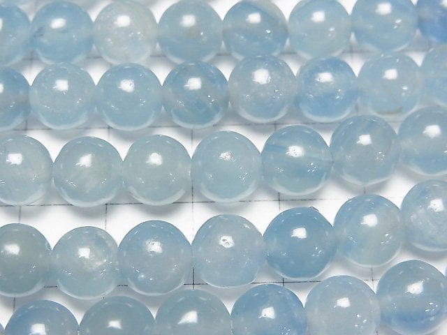 [Video] Natural Blue Calcite AA++ Round 8mm half or 1strand beads (aprx.15inch/38cm)