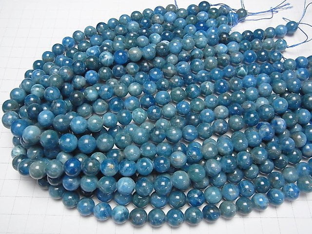 [Video] Blue Apatite AA Round 10mm half or 1strand beads (aprx.15inch/37cm)