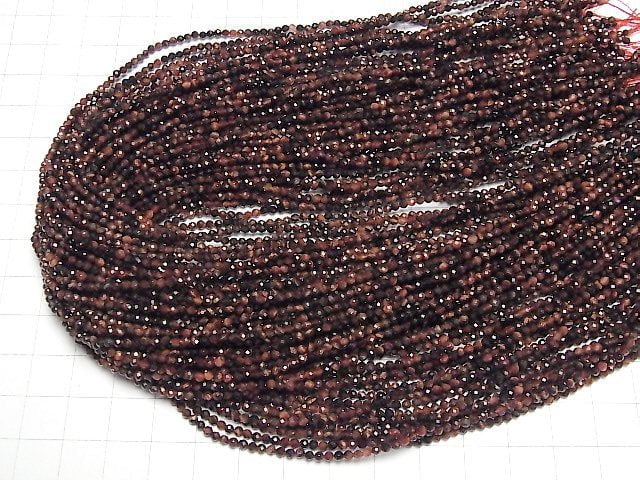 [Video] High Quality! Red Tiger's Eye AAA- Faceted Round 2mm 1strand beads (aprx.15inch/38cm)