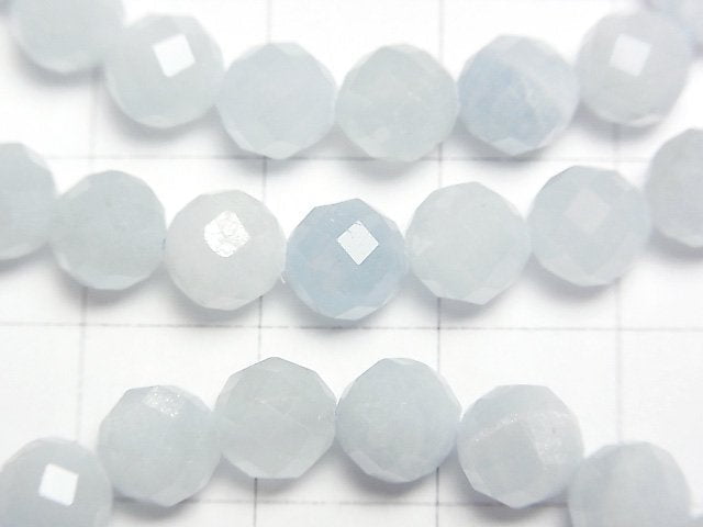 [Video] High Quality! Aquamarine AA 64Faceted Round 6mm Bracelet