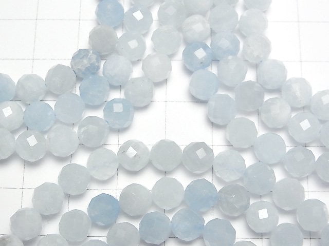 [Video] High Quality! Aquamarine AA 64Faceted Round 6mm Bracelet