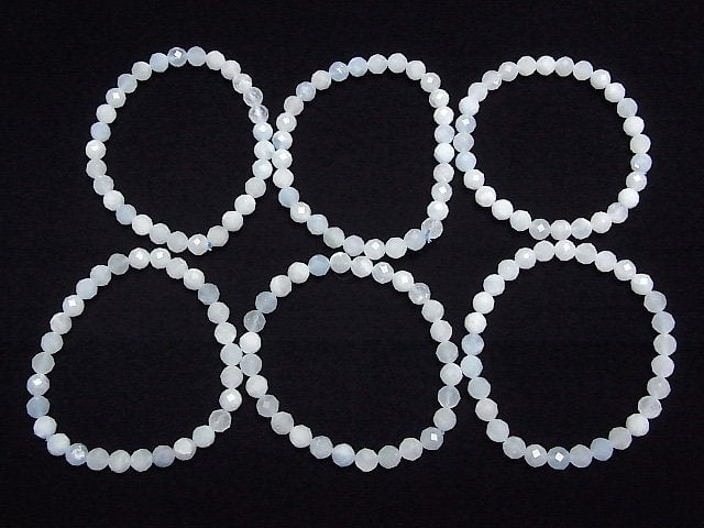 [Video] High Quality! Aquamarine AA 64Faceted Round 6mm Bracelet