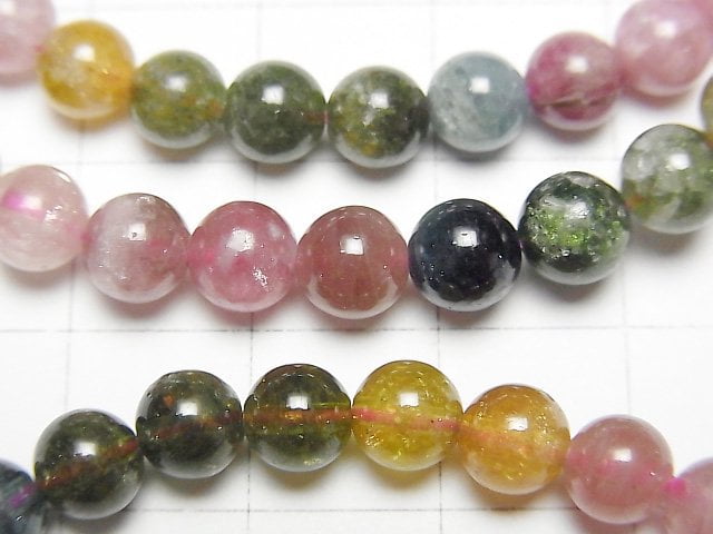 [Video] Multicolor Tourmaline AA++ Round 6mm Color Gradation Bracelet