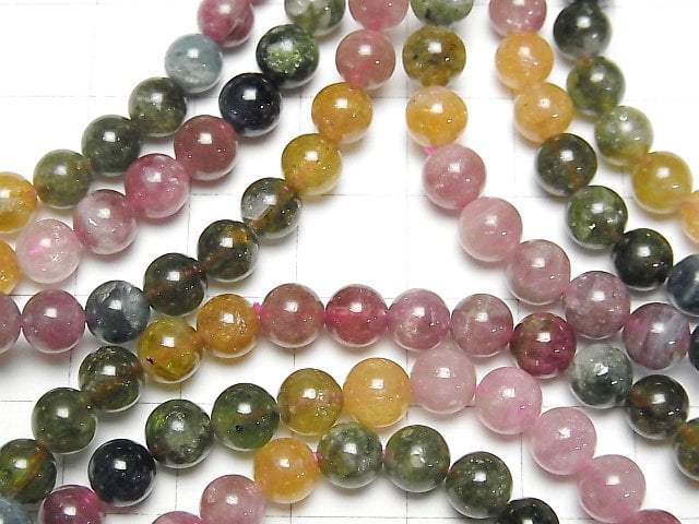 [Video] Multicolor Tourmaline AA++ Round 6mm Color Gradation Bracelet