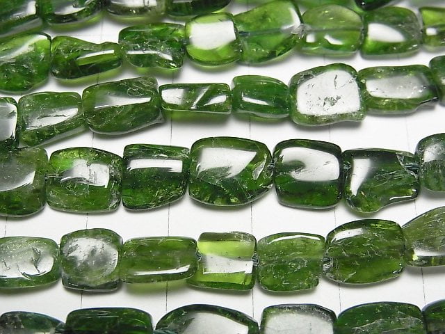 [Video]Chrome Diopside AA Flat Nugget 1strand beads (aprx.15inch/38cm)