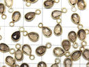 [Video]High Quality Smoky Quartz AAA- Bezel Setting Pear shape 7x5mm Rose Cut [One Side] 18KGP 4pcs