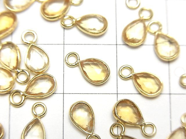 [Video]High Quality Citrine AAA Bezel Setting Pear shape 7x5mm Rose Cut [One Side] 18KGP 4pcs