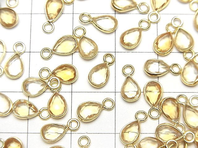 [Video]High Quality Citrine AAA Bezel Setting Pear shape 7x5mm Rose Cut [One Side] 18KGP 4pcs