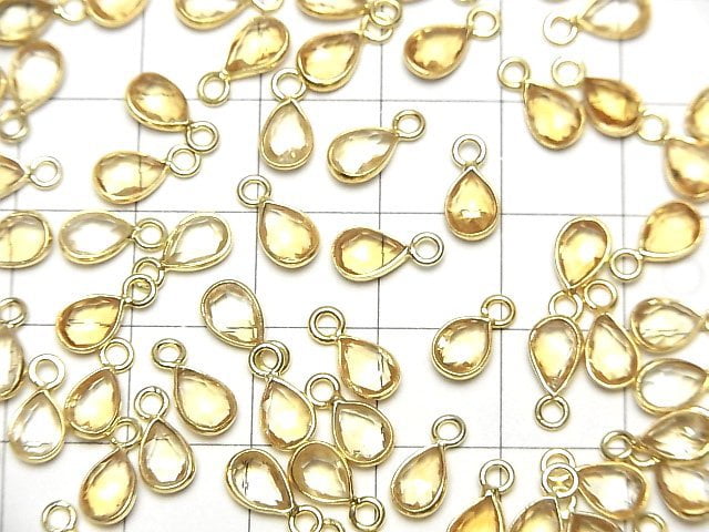 [Video]High Quality Citrine AAA Bezel Setting Pear shape 7x5mm Rose Cut [One Side] 18KGP 4pcs