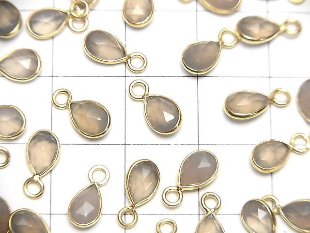 [Video]High Quality Gray Onyx AAA Bezel Setting Pear shape 7x5mm Rose Cut 18KGP 4pcs