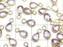 [Video]High Quality Pink Amethyst AAA- Bezel Setting Pear shape 7x5mm Rose Cut 18KGP 4pcs