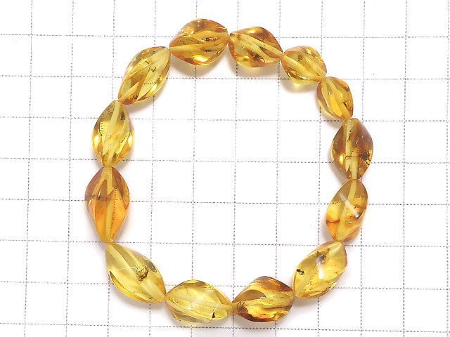 [Video][One of a kind] Insect Amber 4Faceted Faceted Twist Bracelet NO.24